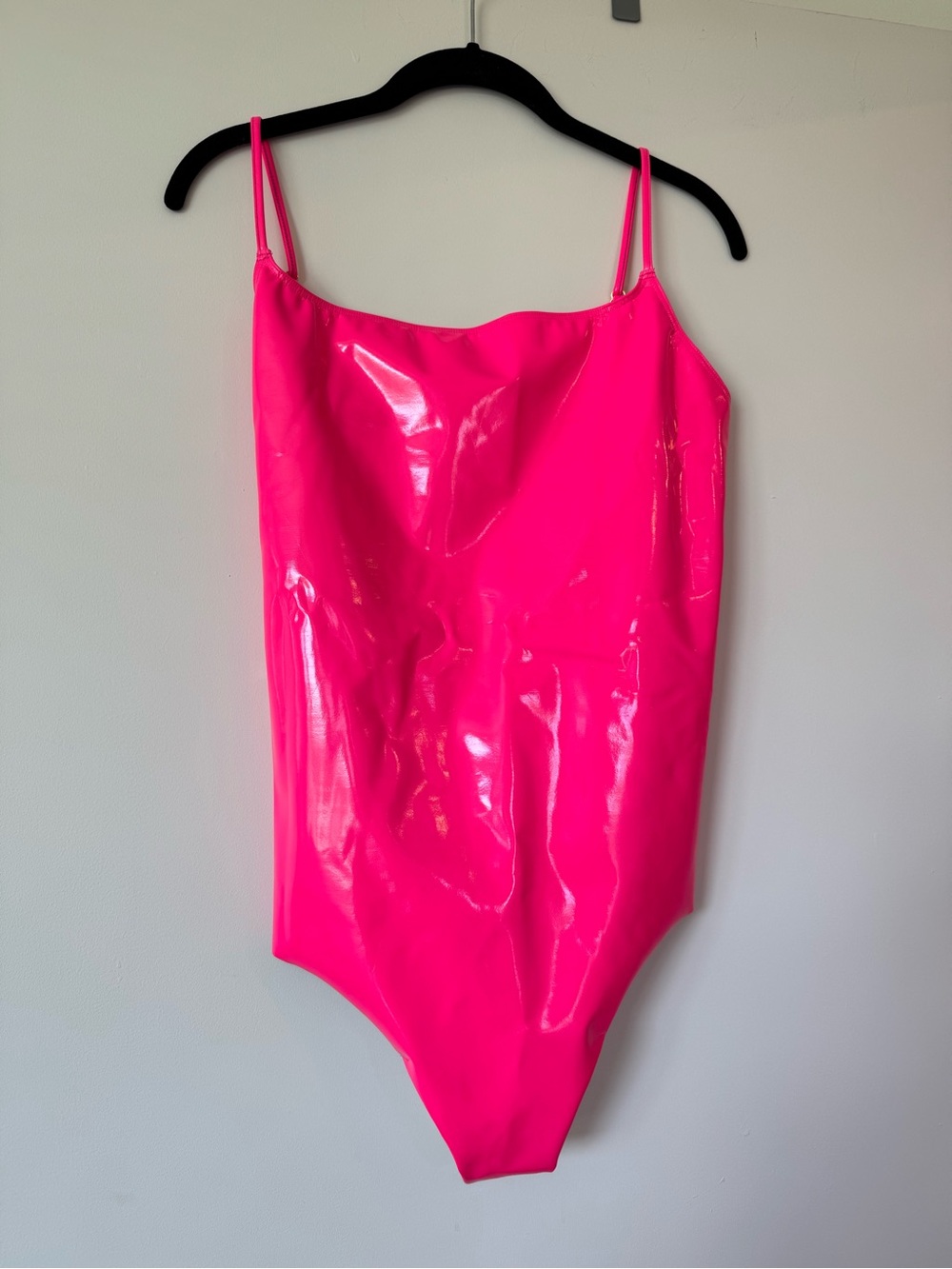 Commando Neon Pink Patent  Leather Cami Bodysuit